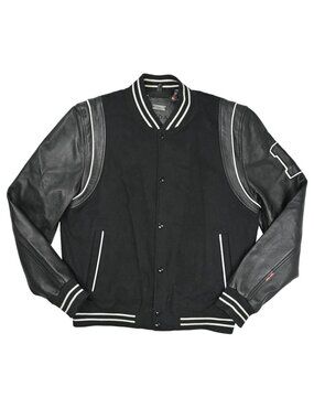 BODA Skins Boda Leather Varsity Jacket in Black